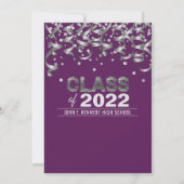 Moderne Paarse Zilver Glitter GRADUATION Party Inv Kaart (Achterkant)