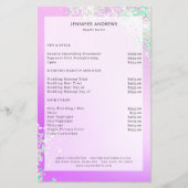 Moderne Paarse zilver Glitter Salon-prijslijst Flyer (Voorkant)
