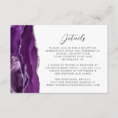 Moderne Paarse zilveren agaat bruiloft details Informatiekaartje (Voorkant)