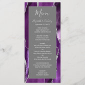 Moderne Paarse zilveren agaat grijs bruiloft Menu (Voorkant)