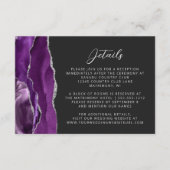 Moderne Paarse zilveren agaat leisteen bruiloft de Informatiekaartje (Voorkant)