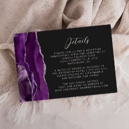 Moderne Paarse Zilveren Agaat Leisteen Huwelijksde Informatiekaartje