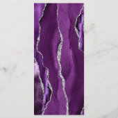 Moderne Paarse zilveren agaat pruimenbruiloft Menu (Achterkant)