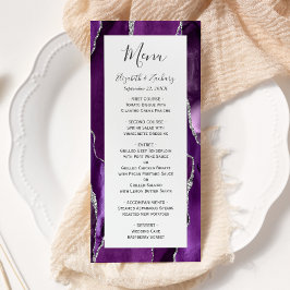 Moderne Paarse Zilveren Agate Huwelijk Menu