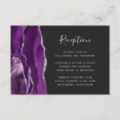 Moderne Paarse zilveren geperste donkere bruiloft Informatiekaartje (Voorkant)