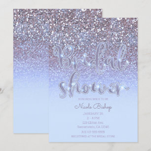 Moderne Paarse Zilveren Glam Glitter Bruiloftsfees Kaart