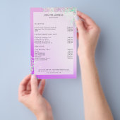 Moderne Paarse Zilveren Glitter Salon Prijslijst  Flyer (Hand)