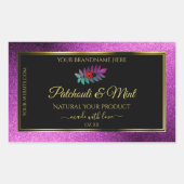 Moderne Paarse zwarte gelaatslabels voor glitter L Rechthoekige Sticker (Voorkant)