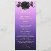 Moderne Paarse Zwarte Roos Goth Foto Bruiloft Programmakaart (Voorkant)