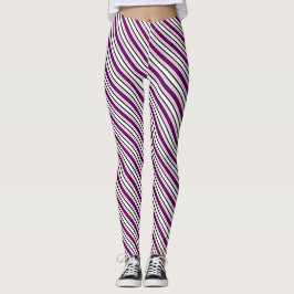 Moderne Paarse zwarte strepen Leggings