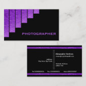 Moderne paarse, zwarte verticale strepen fotograaf visitekaartje (Voorkant / Achterkant)