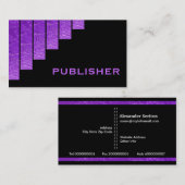 Moderne paarse, zwarte verticale strepenuitgever visitekaartje (Voorkant / Achterkant)