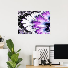 Moderne Paarse zwarte witte gradiënt Fractal Poster