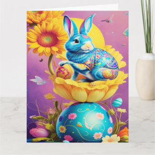 Moderne paasbunny Flower Art Kaart