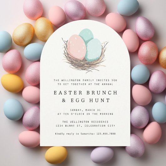 Moderne Paaseieren Nest Paasbrunch Egg Hunt Kaart