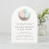 Moderne Paaseieren Nest Paasbrunch Egg Hunt Kaart (Staand voorkant)