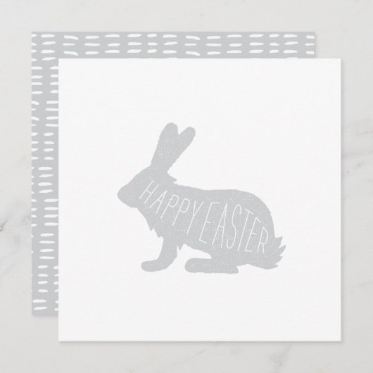 Moderne Paashaas Kaart - Grijs | Fijne Pasen (Voorkant / Achterkant)