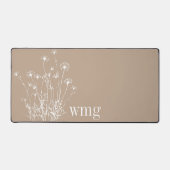 Moderne Paddestoel Tan & Witte Wildbloemen Monogra Bureaumat (Voorkant)