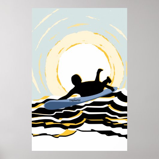 Moderne paddling surfer op het Poster van de zonso (Voorkant)