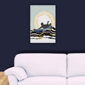 Moderne paddling surfer op het Poster van de zonso