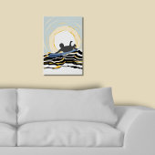 Moderne paddling surfer op het Poster van de zonso