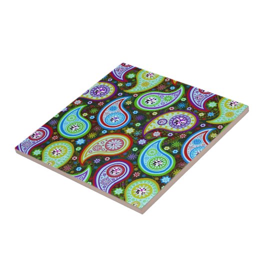 Moderne Paisley Patroon 4-Diamond Studs Tegeltje (Zijkant)