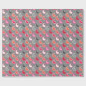 Moderne Paisley-patroon, koraal, roze op grijs / g Cadeaupapier (Vlak)