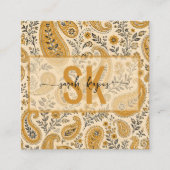 Moderne paisley patroon monogram Qr Code Vierkante Visitekaartje (Voorkant)