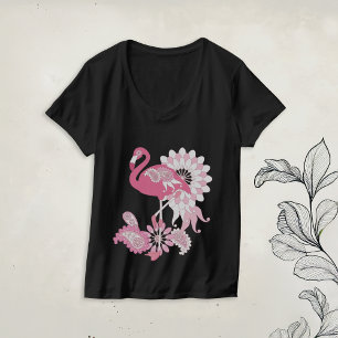 Moderne Paisley Roze Flamingo T-shirt