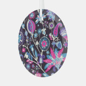 Moderne paisley: traditioneel oosters patroon. glas ornament (Voorkant links)