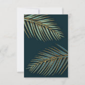 Moderne Palm Gold Blauwgroen Strand Bruiloft Maalt RSVP Kaartje (Achterkant)