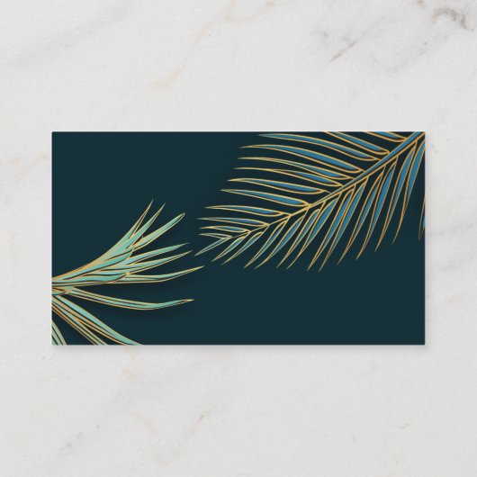 Moderne Palm Gold Tropical Beach Bruiloft Website Informatiekaartje (Achterkant)
