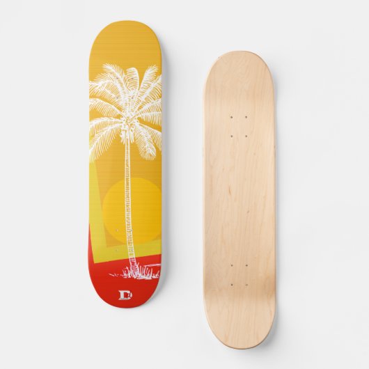 Moderne palm in Sunset Dd Brand Skateboard (Voorkant)