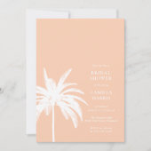 Moderne Palm Peach Bruidsdouche uitnodiging (Voorkant)