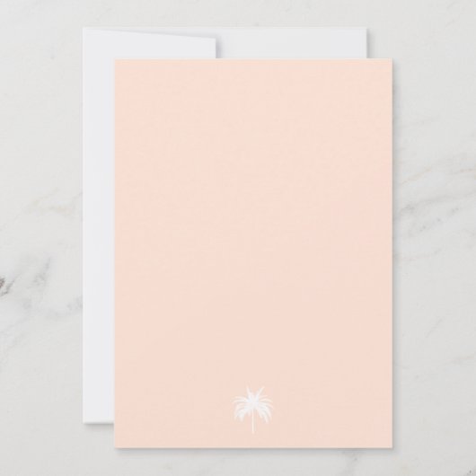 Moderne Palm Peach Bruidsdouche uitnodiging (Achterkant)