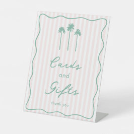 Moderne Palm Springs Roze Groene Kaarten En Cadeau Reclamebord Met Voetstuk