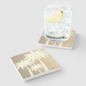 Moderne Palm Tree Kust Beige Zand Beach Zomer Stenen Onderzetter (Zijkant)