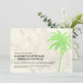 Moderne Palm Trees Beach Wedding Invitations Kaart (Staand voorkant)