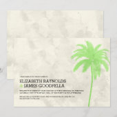 Moderne Palm Trees Beach Wedding Invitations Kaart (Voorkant / Achterkant)
