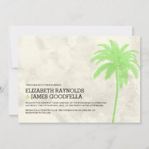 Moderne Palm Trees Beach Wedding Invitations Kaart