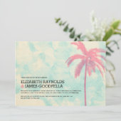 Moderne Palm Trees Burlap Wedding Invitations Kaart (Staand voorkant)