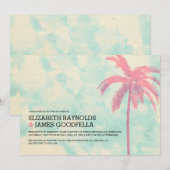 Moderne Palm Trees Burlap Wedding Invitations Kaart (Voorkant / Achterkant)