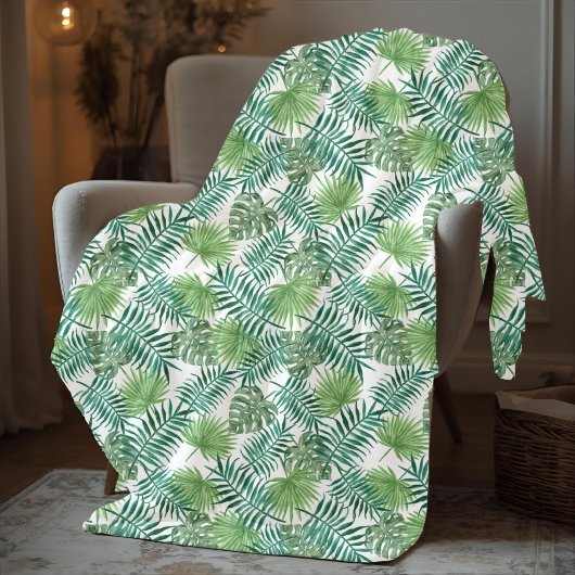 Moderne palmbladeren patroon fleece deken