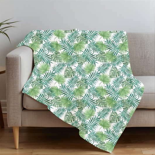 Moderne palmbladeren patroon fleece deken