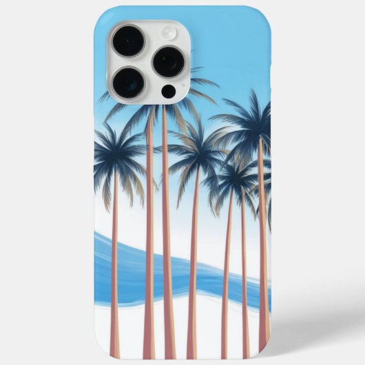Moderne palmbomen blauw wit buiten Case-Mate iPhone case (Achterkant)
