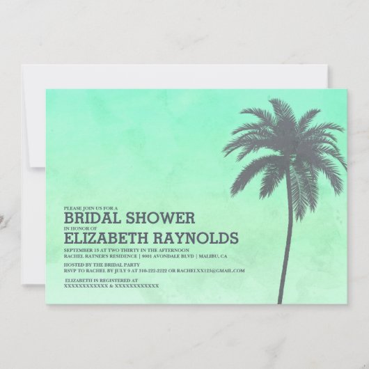 Moderne palmbomen — Bridal Shower Invitations Kaart (Voorkant)