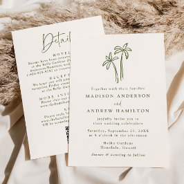 Moderne Palmbomen Cream QR-code Alles in één bruil Kaart