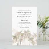 Moderne palmbomen Kustbruiloft uitnodiging (Staand voorkant)