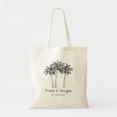 Moderne palmboom bruiloft tropische welkomstgesche tote bag (Voorkant)