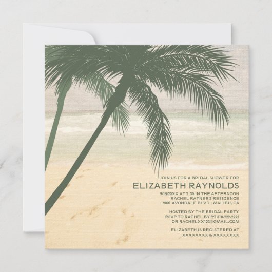 Moderne palmboom Burlap Bridal Shower Invitations Kaart (Voorkant)